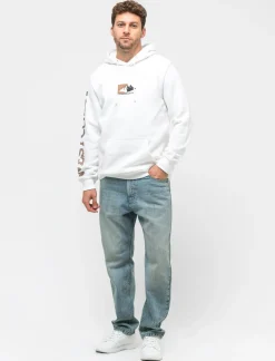 Piazza Italia Felpa cappuccio in misto cotone garzato regular fit - Bianco Cheap