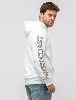 Piazza Italia Felpa cappuccio in misto cotone garzato regular fit - Bianco Cheap