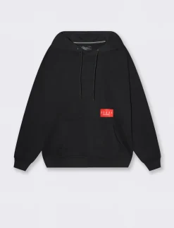 Piazza Italia Felpa cappuccio in misto cotone garzato regular fit e stampa gommata - Nero Flash Sale