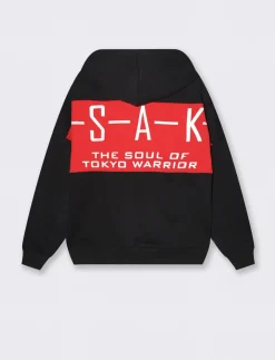 Piazza Italia Felpa cappuccio in misto cotone garzato regular fit e stampa gommata - Nero Flash Sale