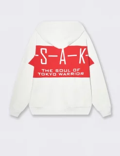 Piazza Italia Felpa cappuccio in misto cotone garzato regular fit e stampa gommata - Bianco Store