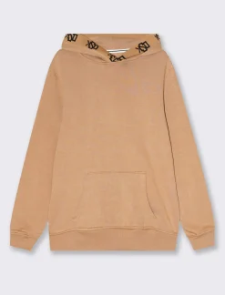 Piazza Italia Felpa cappuccio in misto cotone garzato regular fit e stampa gommata - Cammello Fashion