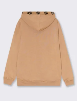 Piazza Italia Felpa cappuccio in misto cotone garzato regular fit e stampa gommata - Cammello Fashion