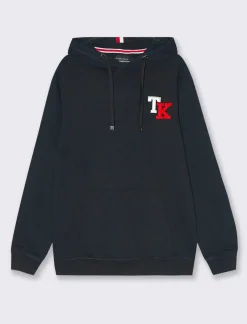 Piazza Italia Felpa cappuccio in misto cotone garzato regular fit con ricamo sul davanti - Blu Store