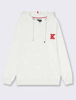 Piazza Italia Felpa cappuccio in misto cotone garzato regular fit con ricamo sul davanti - Grigio mel. Flash Sale