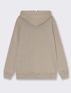 Piazza Italia Felpa cappuccio in misto cotone garzato regular fit con ricamo sul davanti - Verde kaki Fashion