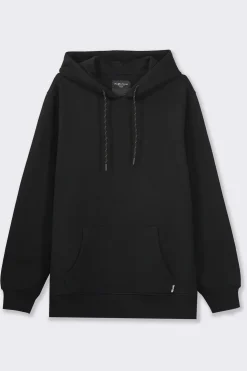 Piazza Italia Felpa cappuccio in misto cotone garzato regular fit - Nero Clearance