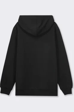 Piazza Italia Felpa cappuccio in misto cotone garzato regular fit - Nero Clearance