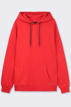 Piazza Italia Felpa cappuccio in misto cotone garzato regular fit - Rosso Shop