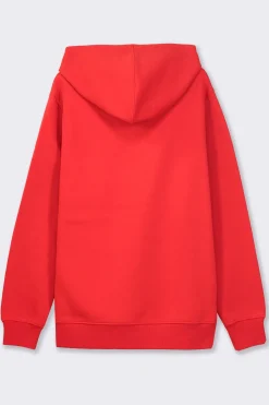 Piazza Italia Felpa cappuccio in misto cotone garzato regular fit - Rosso Shop