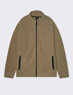 Piazza Italia Felpa cardigan in pile regular fit a collo alto - Verde kaki Flash Sale