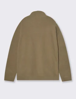 Piazza Italia Felpa cardigan in pile regular fit a collo alto - Verde kaki Flash Sale