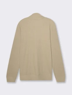 Piazza Italia Felpa collo alto con zip in tessuto waffle - Beige New