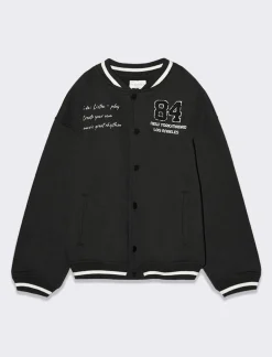 Piazza Italia Felpa con abbottonatura frontale e stampe - Nero Best