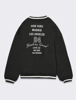 Piazza Italia Felpa con abbottonatura frontale e stampe - Nero Best