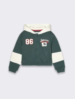 Piazza Italia Felpa con bottoncini a pressione e cappuccio - Verde Discount