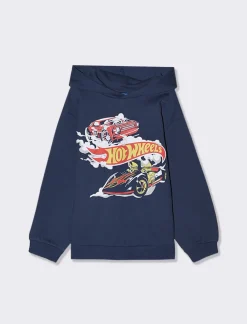 Piazza Italia Felpa con cappuccio con stampa frontale Hot Wheels - Blu Sale