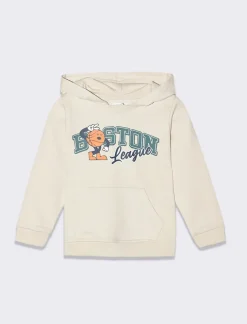 Piazza Italia Felpa con cappuccio con stampa - Beige Cheap