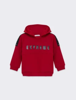 Piazza Italia FELPA CON CAPPUCCIO E APPLICAZIONI - Rosso Flash Sale