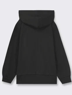 Piazza Italia Felpa con cappuccio e ricamo frontale, vestibiità over, fondo corpo e maniche con rib - Nero Shop