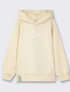 Piazza Italia Felpa con cappuccio e ricamo frontale, vestibiità over, fondo corpo e maniche con rib - Beige Shop