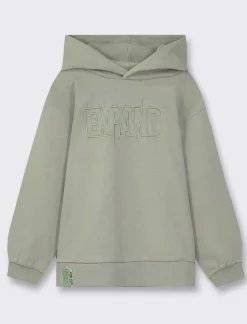 Piazza Italia Felpa con cappuccio e ricamo frontale, vestibiità over, fondo corpo e maniche con rib - Sabbia Beige New