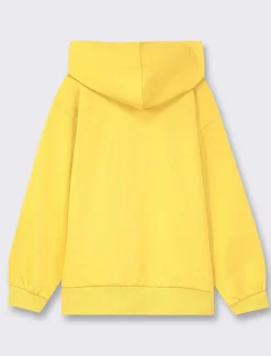 Piazza Italia Felpa con cappuccio e ricamo frontale, vestibiità over, fondo corpo e maniche con rib - Ocra Giallo Store