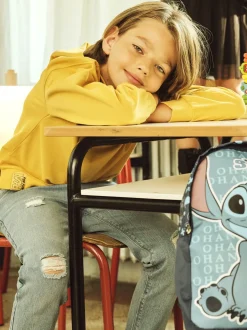 Piazza Italia Felpa con cappuccio e ricamo frontale, vestibiità over, fondo corpo e maniche con rib - Ocra Giallo Store