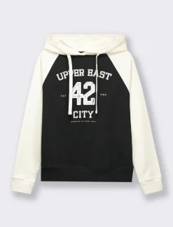 Piazza Italia Felpa con cappuccio e stampa vestibilità regular - Nero Online