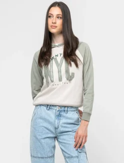 Piazza Italia Felpa con cappuccio e stampa vestibilità regular - Verdino Verde Clearance