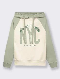 Piazza Italia Felpa con cappuccio e stampa vestibilità regular - Verdino Verde Clearance