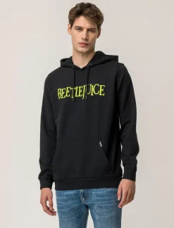 Piazza Italia Felpa con cappuccio e stampa LICENSE - Nero Flash Sale