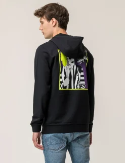 Piazza Italia Felpa con cappuccio e stampa LICENSE - Nero Flash Sale