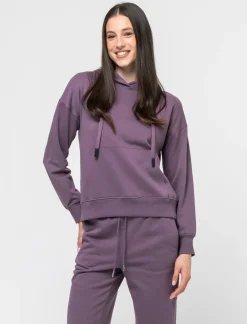 Piazza Italia Felpa con cappuccio e tasca a marsupio con cordino - malva Viola Flash Sale