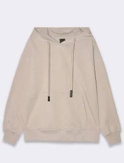 Piazza Italia Felpa con cappuccio e tasca a marsupio con cordino - Sabbia Online