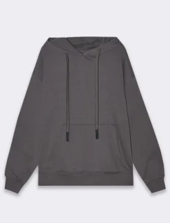 Piazza Italia Felpa con cappuccio e tasca a marsupio con cordino - Grigio piombo Online