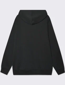 Piazza Italia Felpa con cappuccio in misto cotone garzato regular fit - Nero Clearance