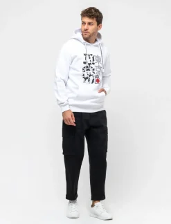 Piazza Italia Felpa con cappuccio in misto cotone garzato regular fit - Bianco Cheap