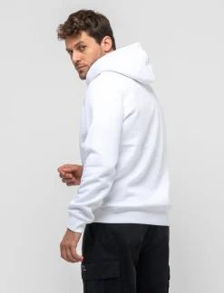 Piazza Italia Felpa con cappuccio in misto cotone garzato regular fit - Bianco Cheap