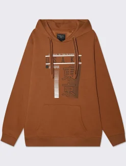 Piazza Italia Felpa con cappuccio in misto cotone garzato regular fit - tabacco Marrone Best