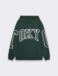 Piazza Italia Felpa con cappuccio in misto cotone garzato regular fit - scuro Verde New