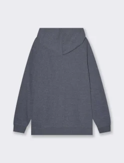 Piazza Italia Felpa con cappuccio in misto cotone garzato melange - Blu Fashion