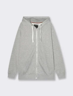 Piazza Italia Felpa con cappuccio in misto cotone garzato melange - mel. Grigio Cheap