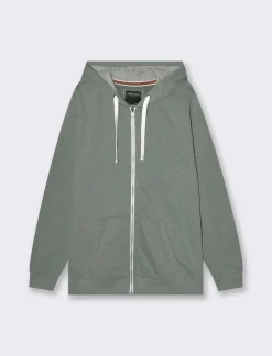 Piazza Italia Felpa con cappuccio in misto cotone garzato melange - Verde Discount