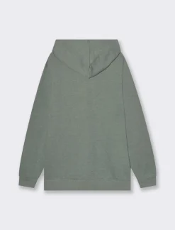 Piazza Italia Felpa con cappuccio in misto cotone garzato melange - Verde Discount