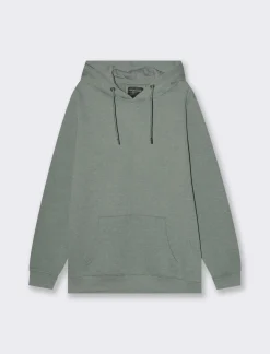 Piazza Italia Felpa con cappuccio in misto cotone garzato melange - Verde Fashion