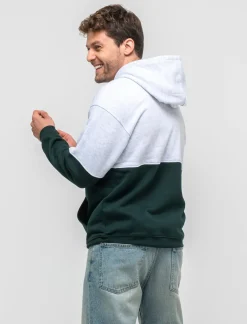 Piazza Italia Felpa con cappuccio in misto cotone garzato regular fit - Verde Discount