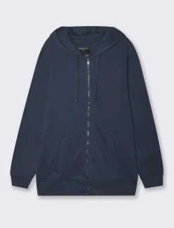 Piazza Italia Felpa con cappuccio in misto cotone garzato regular fit - Blu Clearance