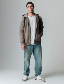 Piazza Italia Felpa con cappuccio in misto cotone garzato regular fit - kaki Verde Cheap