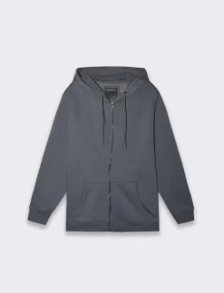 Piazza Italia Felpa con cappuccio in misto cotone garzato regular fit e tasca anteriore a marsupio - Avion Blu Cheap